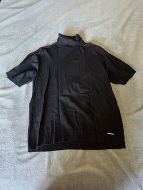 Anne Klein Black Short-Sleeve Turtleneck Sweater